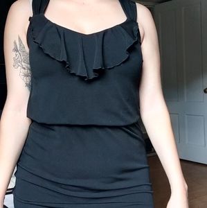 White House Black Market Black Jersey Tank Dress w/ Ruffled V-neck ★3/$12★